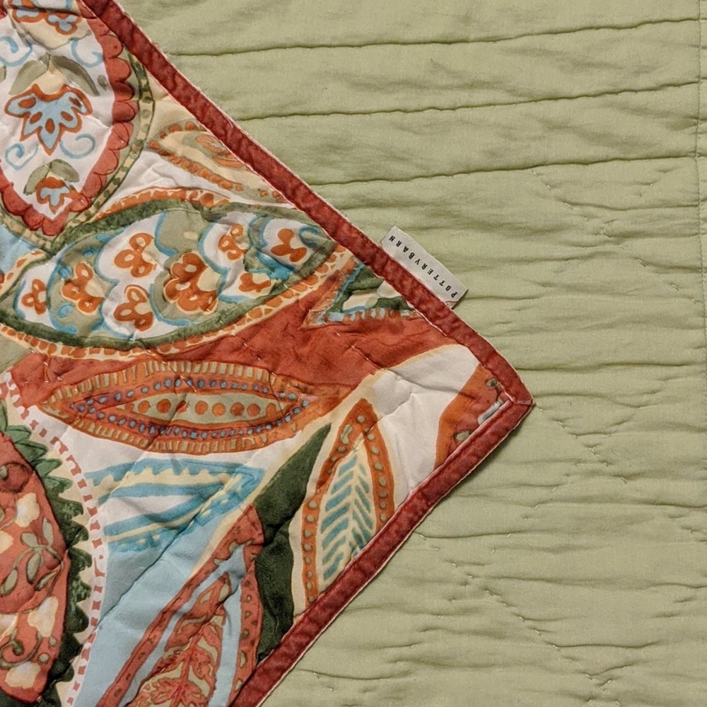 BOHO Pottery Barn Queen coverlet and 3 Euro Shams